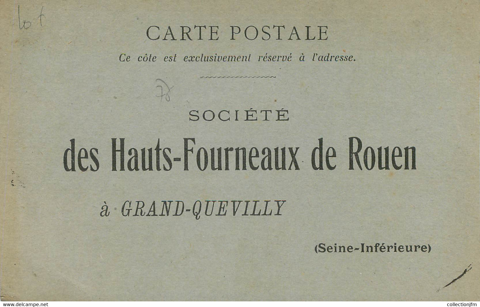 / CPA FRANCE 76 "Grand Quevilly, Société Des Hauts Fourneaux De Rouen" / CARTE PUBLICITAIRE - Le Grand-quevilly