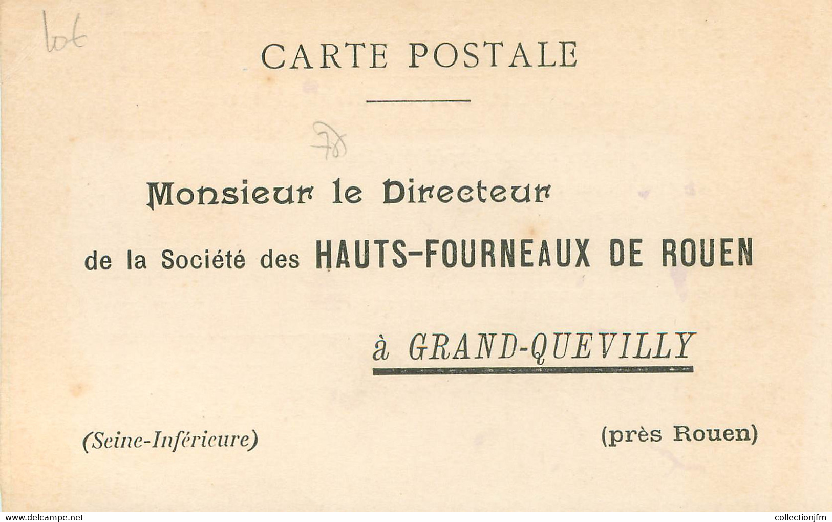 / CPA FRANCE 76 "Grand Quevilly, Société Des Hauts Fourneaux De Rouen " / CARTE PUBLICITAIRE - Le Grand-Quevilly