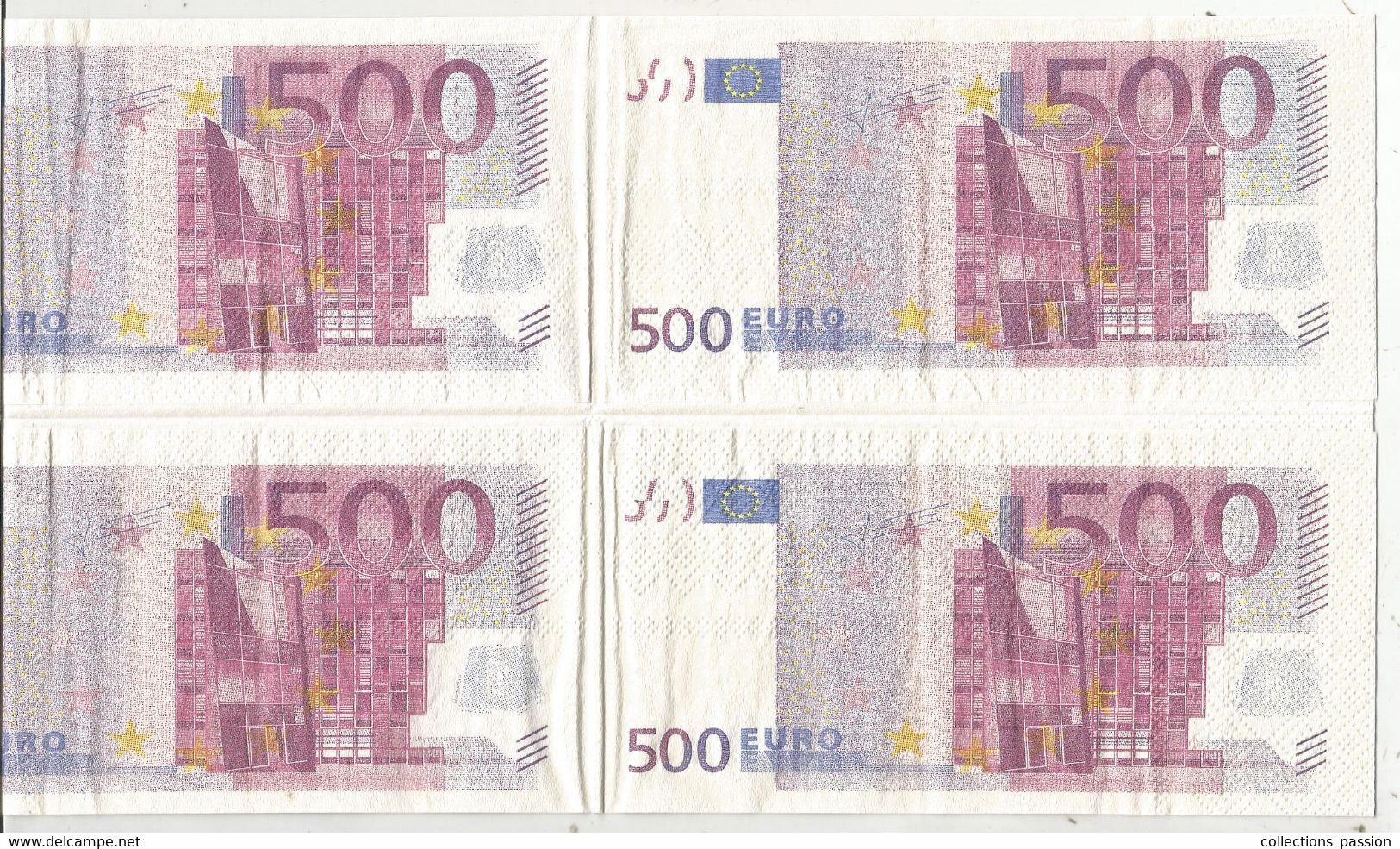 Serviette Publicitaire , Billets De Banque , 500 Euro, 2 Scans , Frais Fr 1.95 E - Tovaglioli Bar-caffè-ristoranti