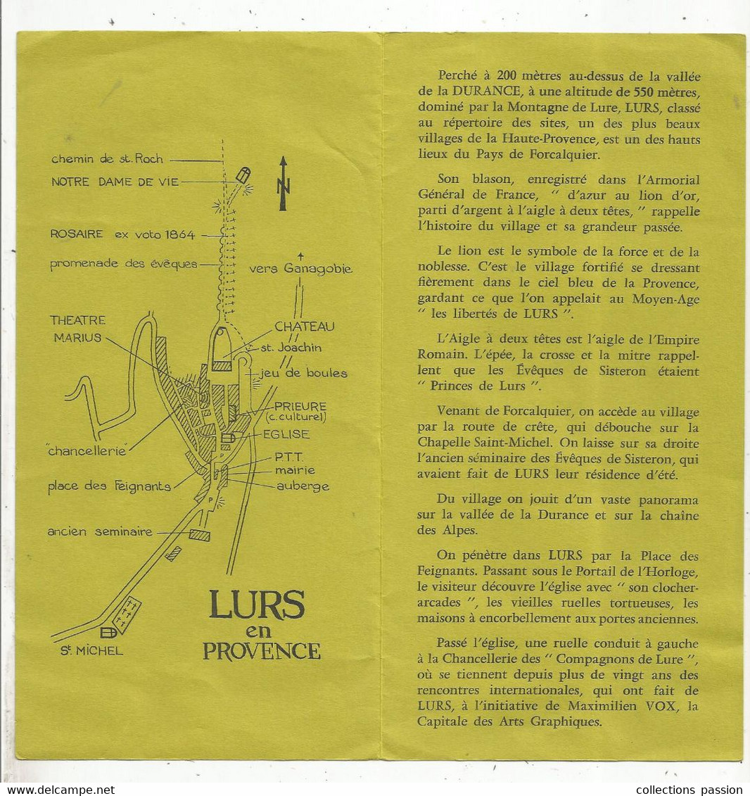 Dépliant Touristique ,le Village De LURS , Alpes De Haute-Provence , 4 Pages , Plan , Frais Fr 1.65 E - Reiseprospekte