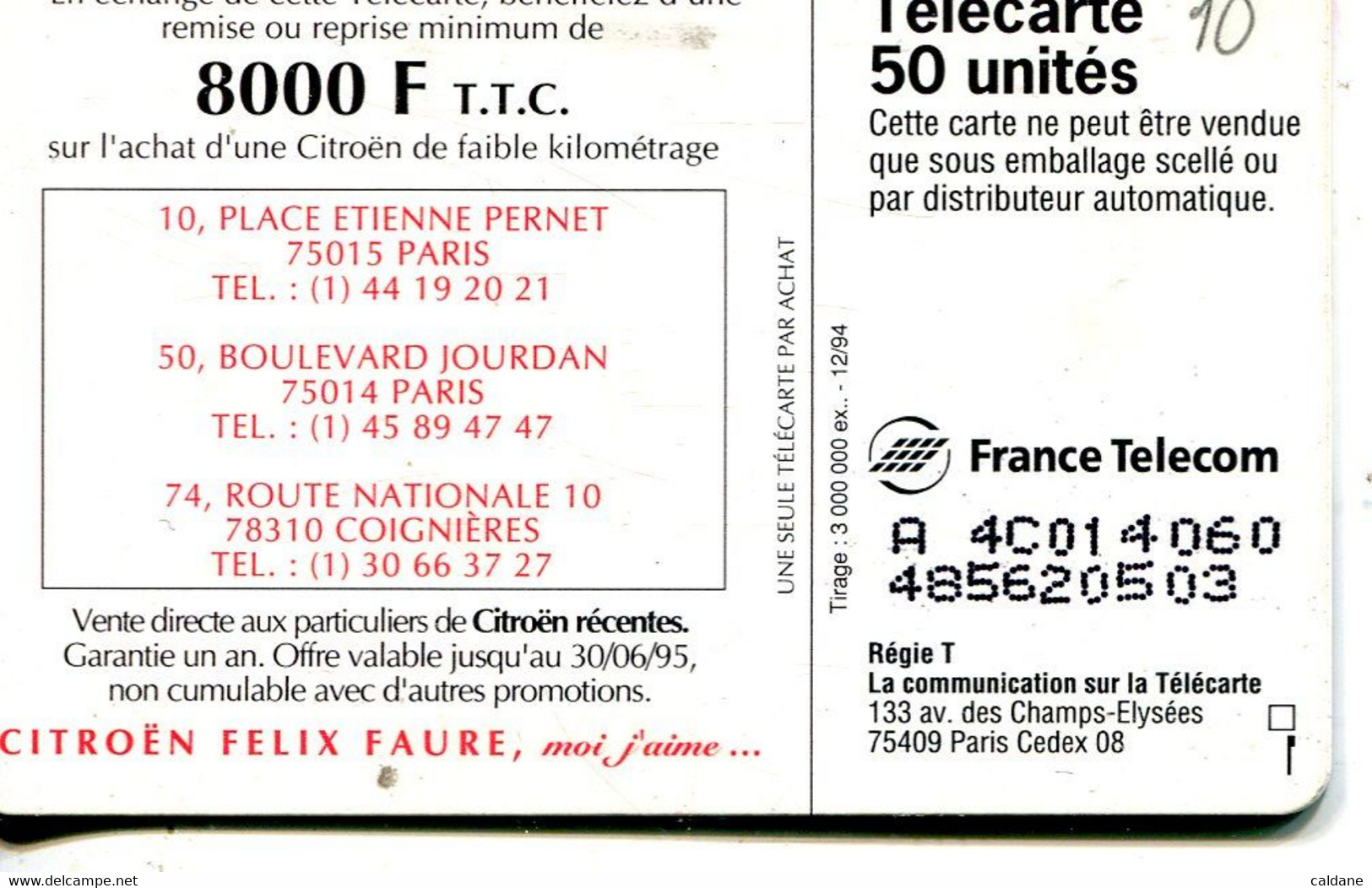 TELECARTE  France Telecom  50 UNITES - Opérateurs Télécom