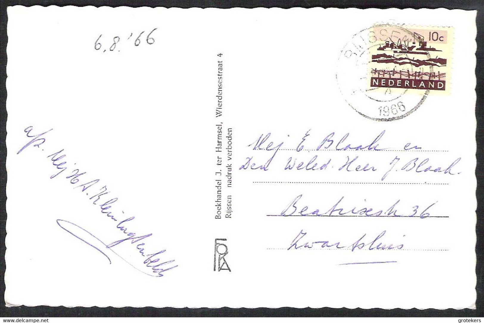 RIJSSEN 2-luik Met Gemeentehuis En Schwarzwald 1966 - Rijssen