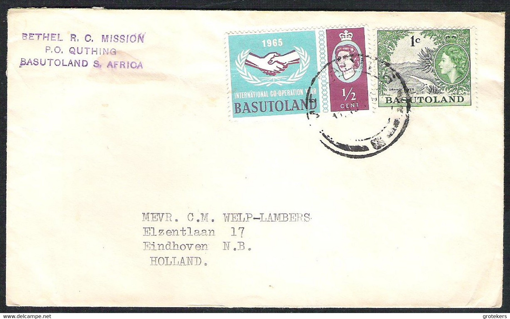 BASUTOLAND Letter 1965 With Yvert 47 And 97 To Eindhoven/NL - 1965-1966 Self Government