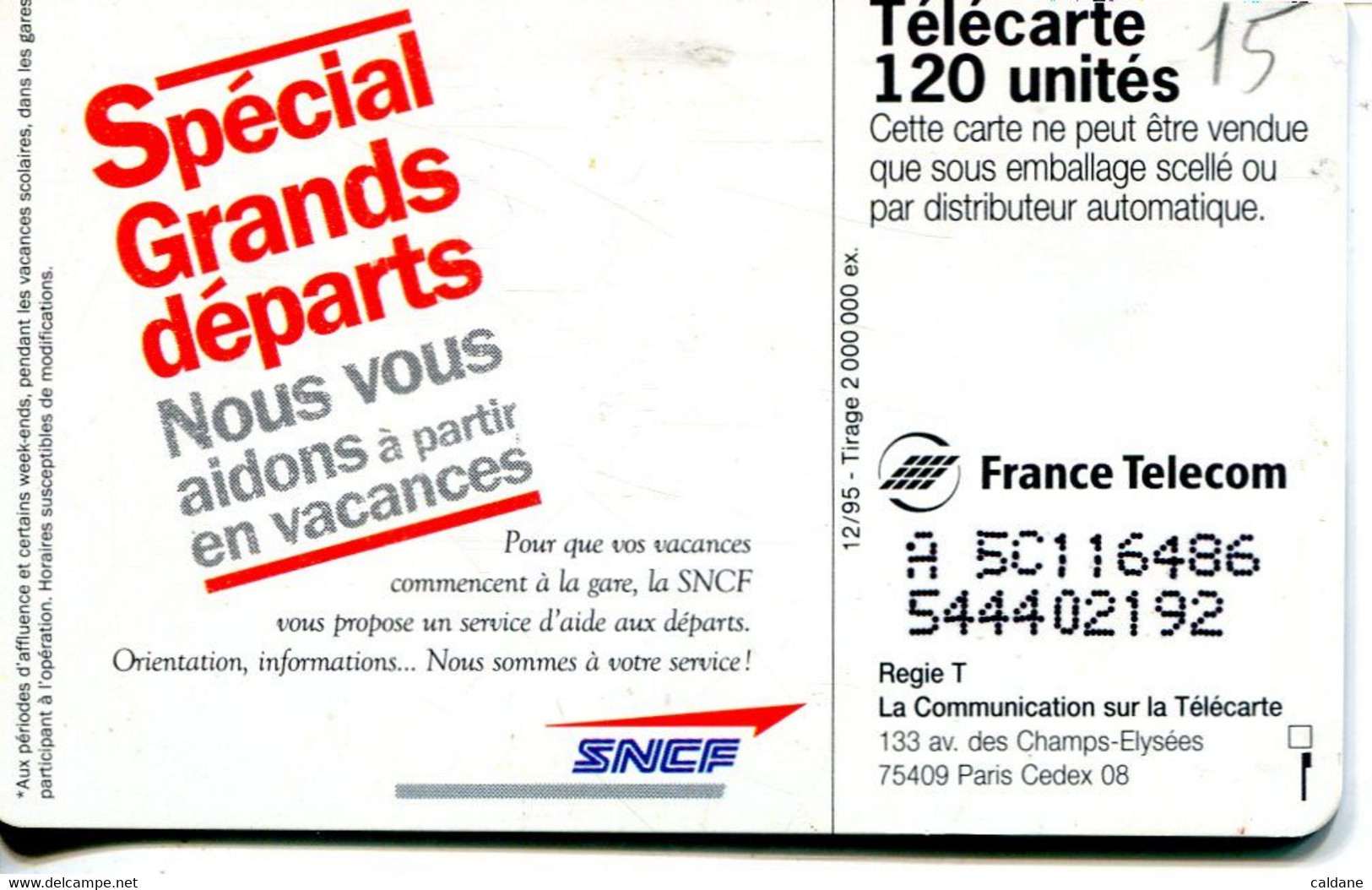 TELECARTE  France Telecom  120 UNITES  2.000.000 Ex. - Telecom