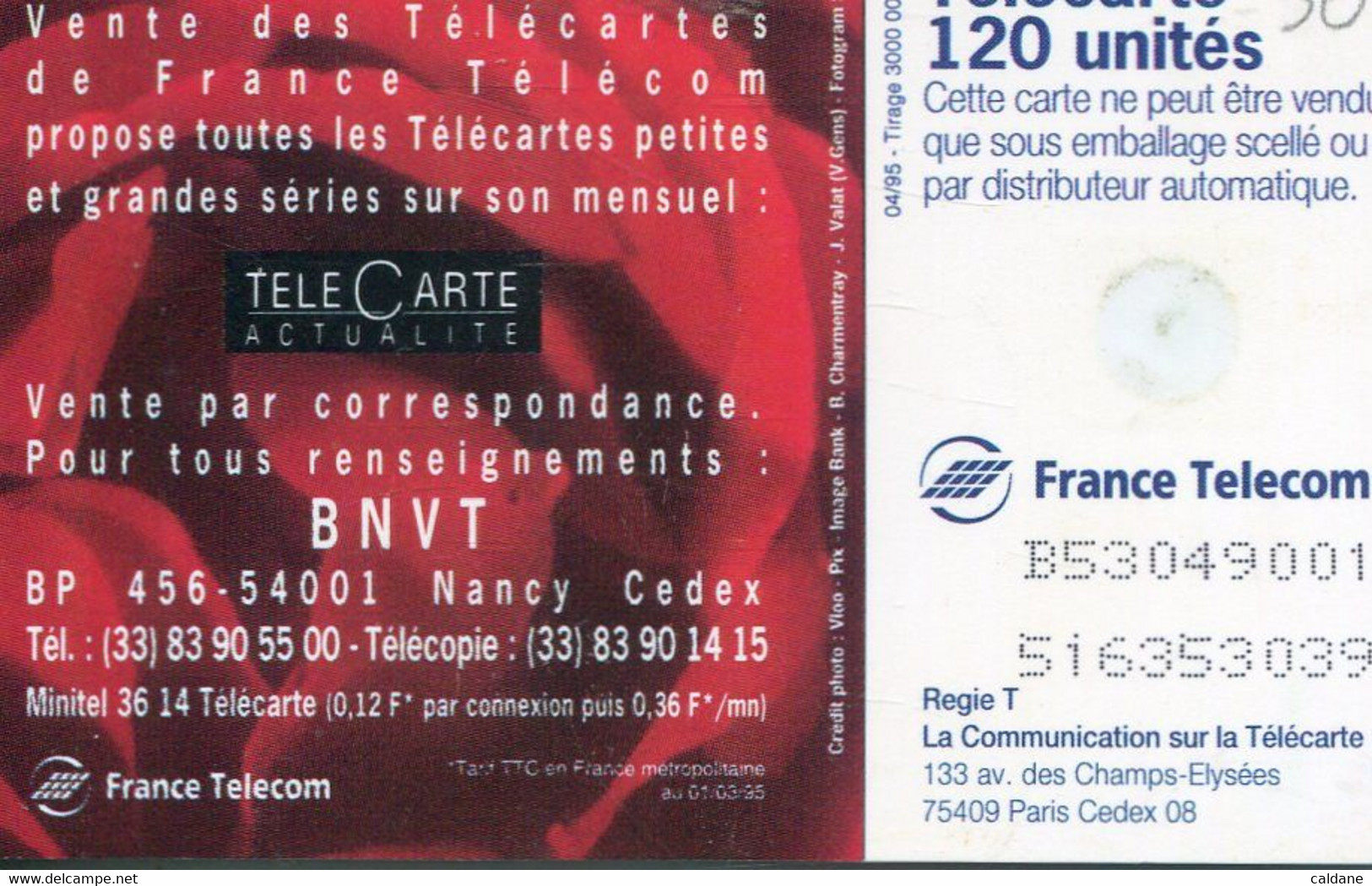 TELECARTE  France Telecom  120 UNITES  3.000.000 Ex. - Opérateurs Télécom