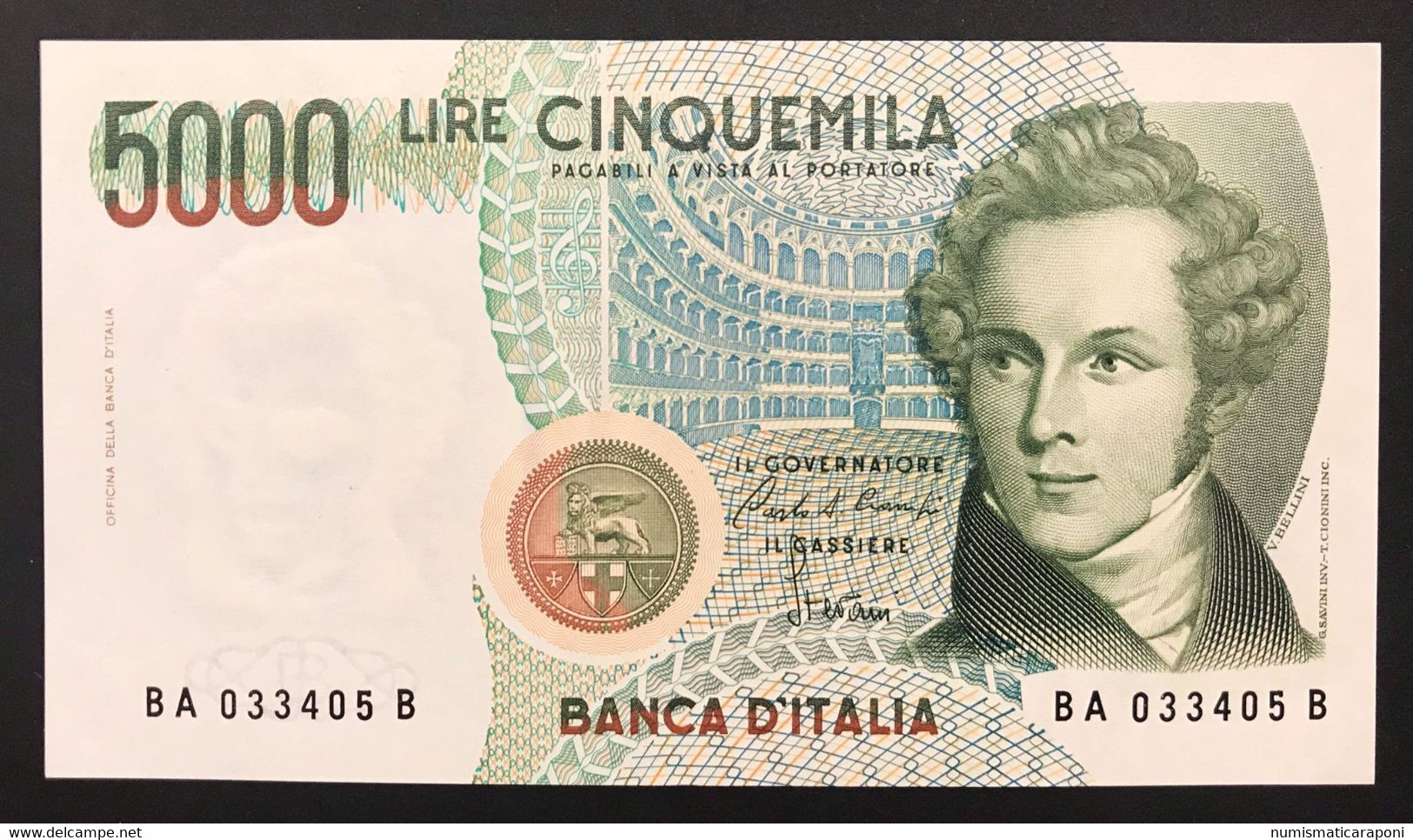 5000 Lire Vincenzo Bellini A 1985  LOTTO 3394 - 5.000 Lire