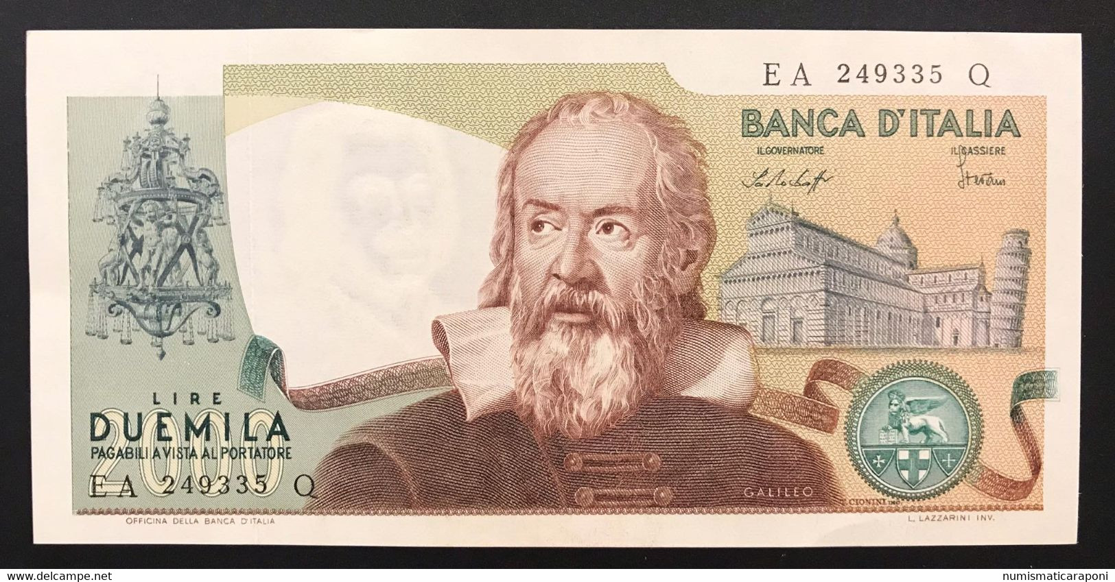 2000 LIRE Galileo Galilei Baffi Stevani 22 10 1976 Q.fds/fds LOTTO 3399 - 2000 Liras