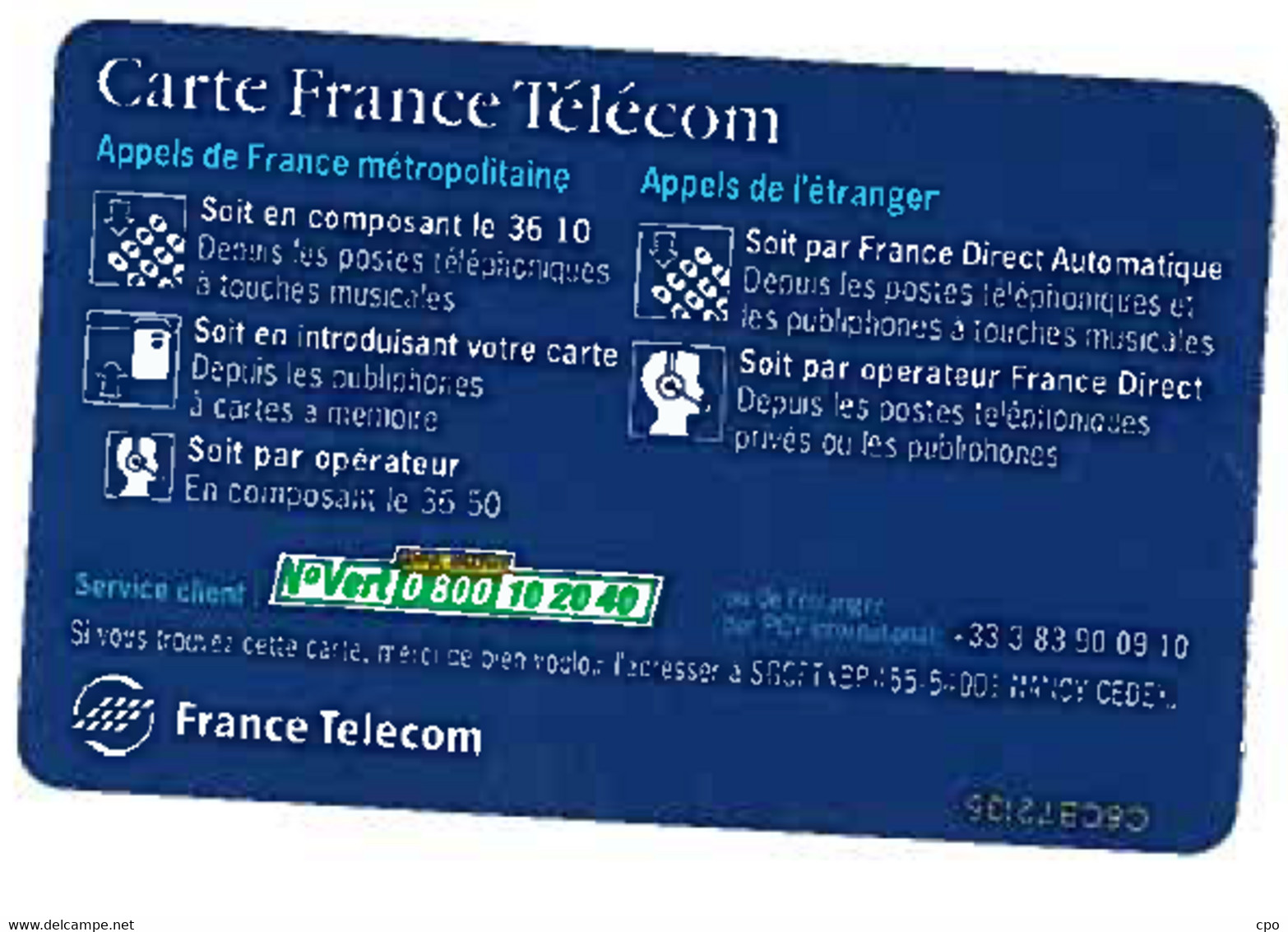 # Carte A Puce Divers Carte France Telecom International   - Tres Bon Etat - -  Cartes Pastel   