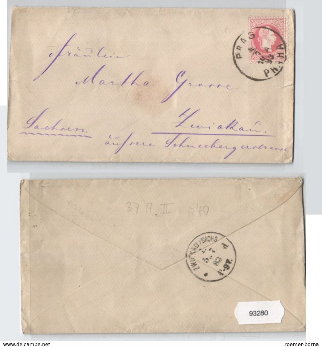 93280 Brief 5 Kreuzer Österreich K. U. K. Monarchie - Prag Nach Zwickau 1883 - Autres & Non Classés