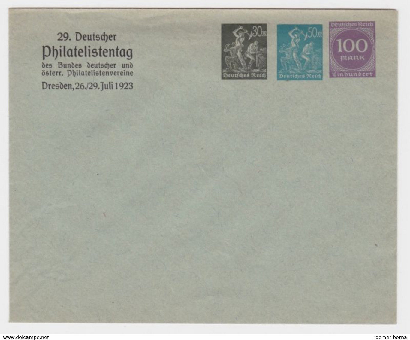 85039 DR Ganzsachen Umschlag PU 29.Dt.Philatelistentag Dresden 1923 - Sobres
