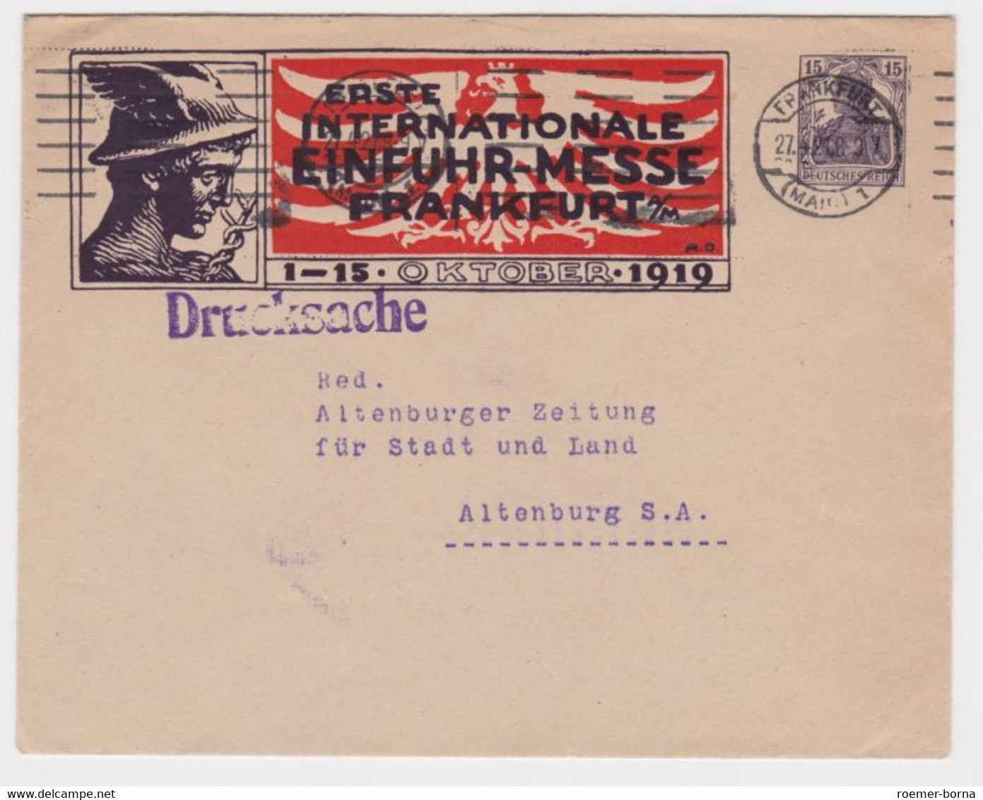 78464 DR Ganzsachen Umschlag PU35/C1/3 1.Einfuhrmesse Frankfurt A.M. 1919 - Enveloppes