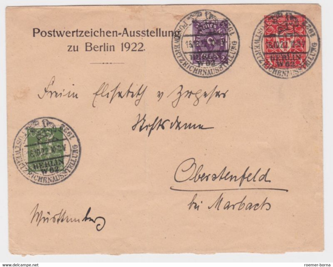 77663 DR Ganzsachen Umschlag PU67 Berlin Postwertzeichen Ausstellung 1922 - Omslagen