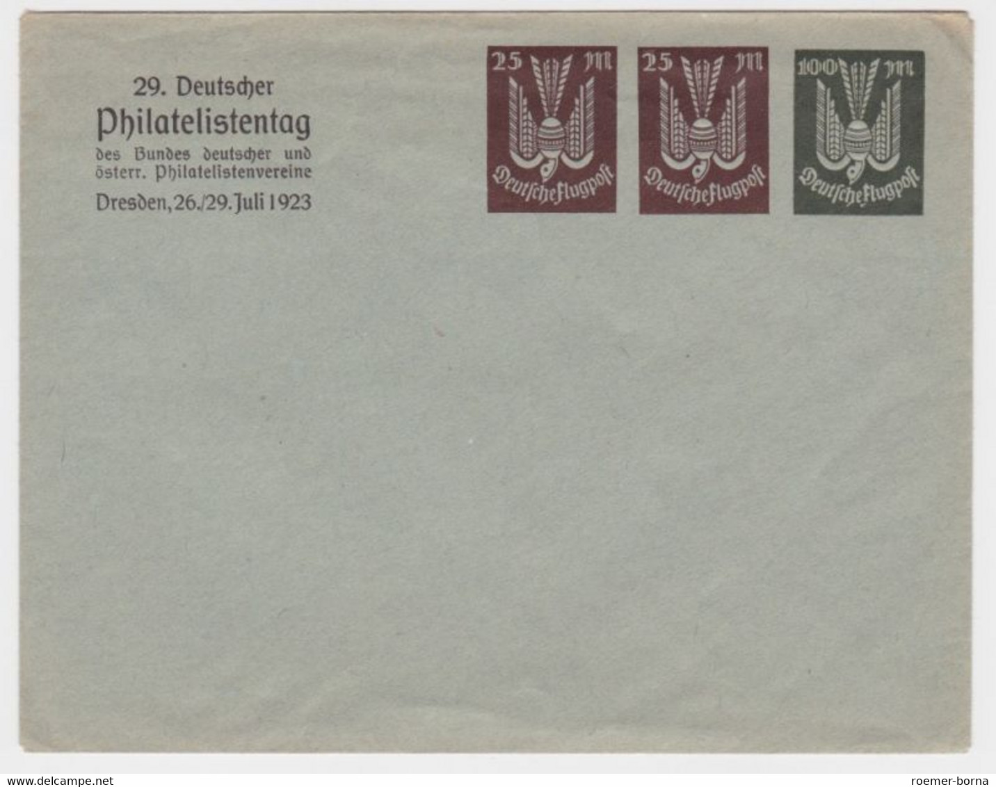 68793 DR Ganzsachen Umschlag PU 29.Dt.Philatelistentag Dresden 1923 - Omslagen