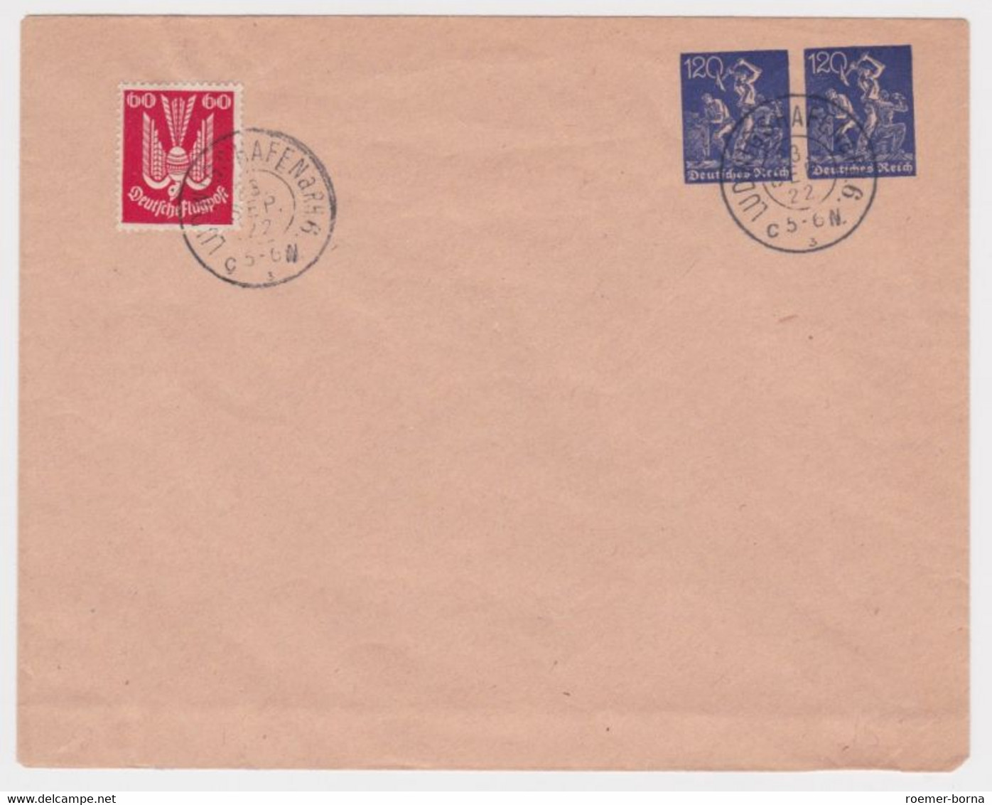 29871 DR Ganzsachen Umschlag PU64 Stempel Ludwigshafen 1922 - Briefe
