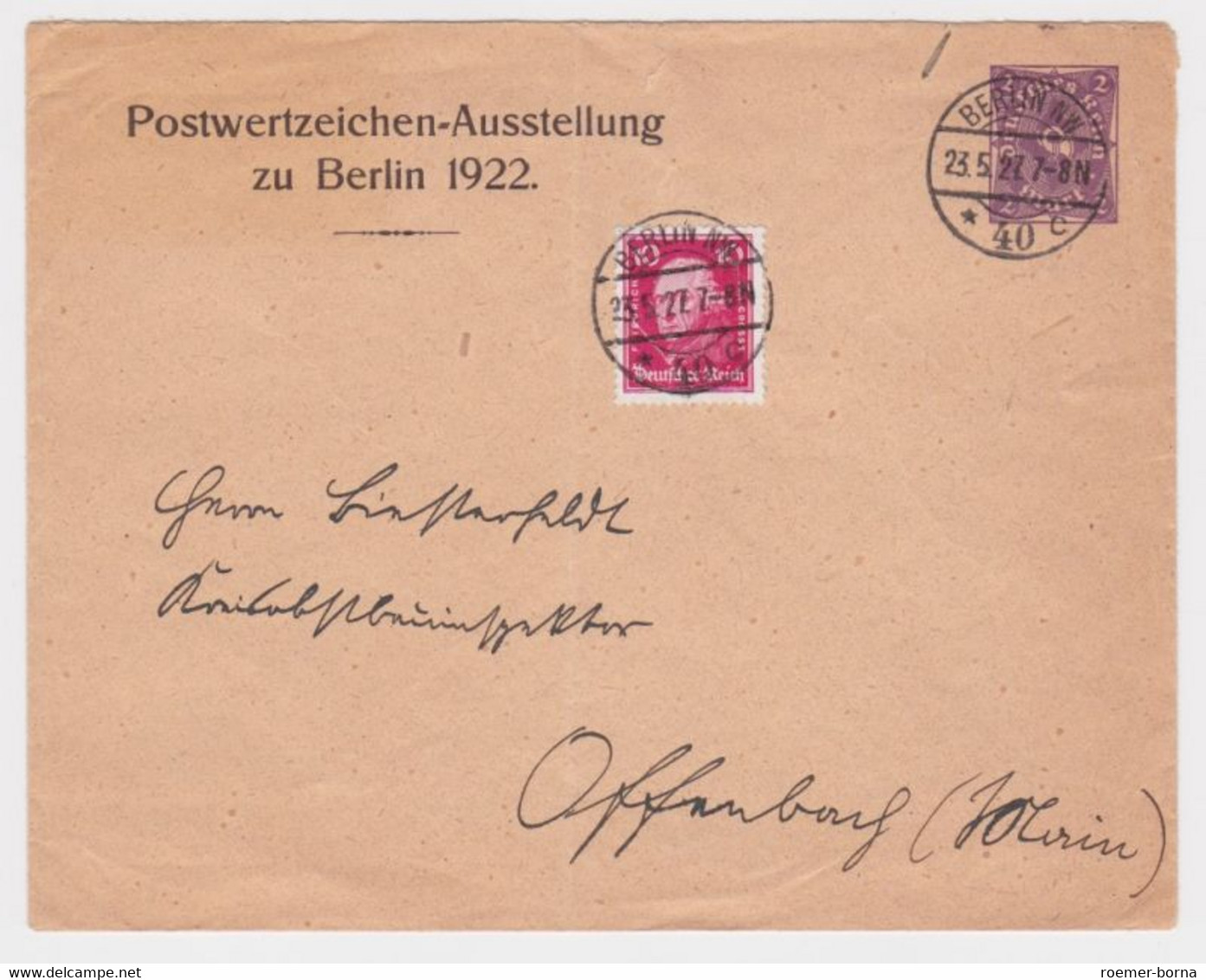 23427 DR Ganzsachen Umschlag PU71/C1 Berlin Postwertzeichen Ausstellung 1922 - Omslagen