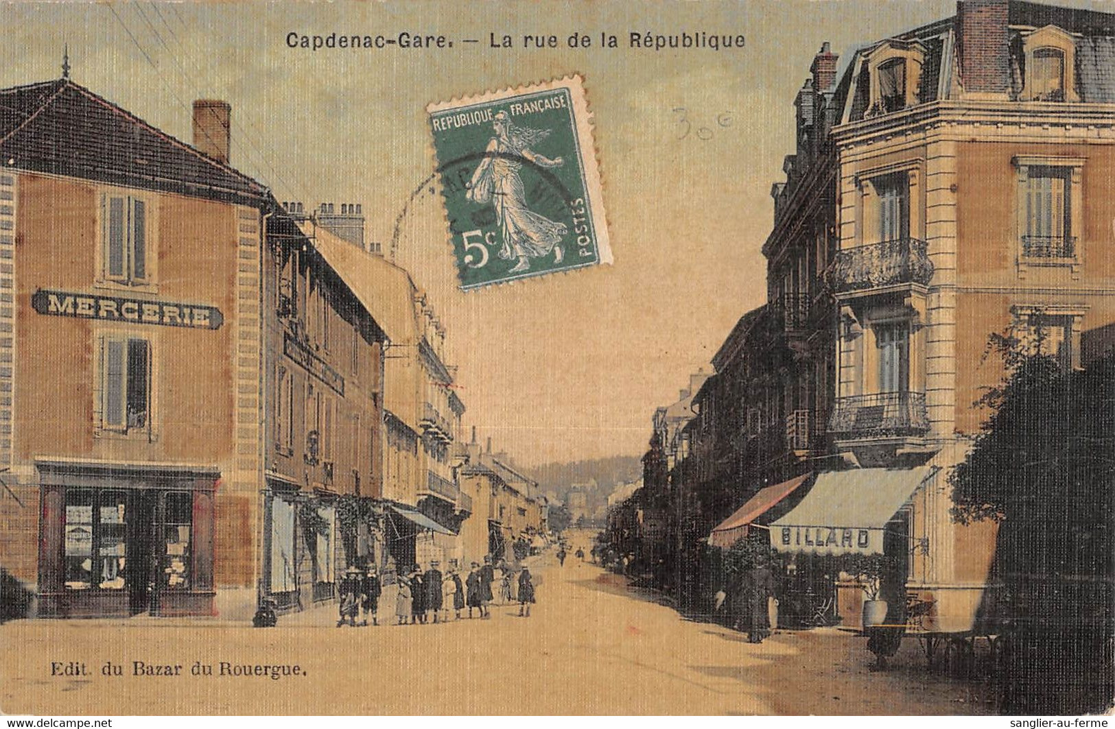 CPA 12 CAPDENAC GARE LA RUE DE LA REPUBLIQUE (cpa Toilée - Other & Unclassified