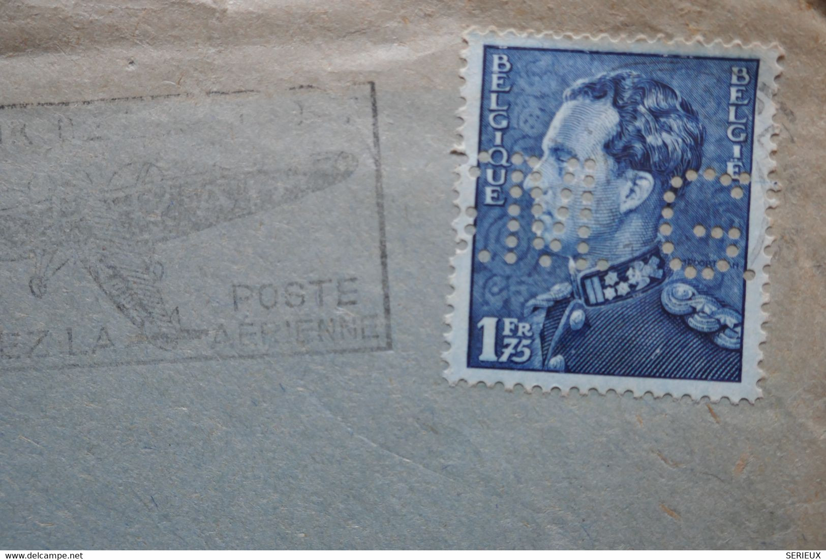 U4 BELGIQUE BELLE LETTRE ASSEZ RARE 1938 PERFORATED  POUR BORDEAUXFRANCE + AFFRANC. INTERESSANT - 1934-51