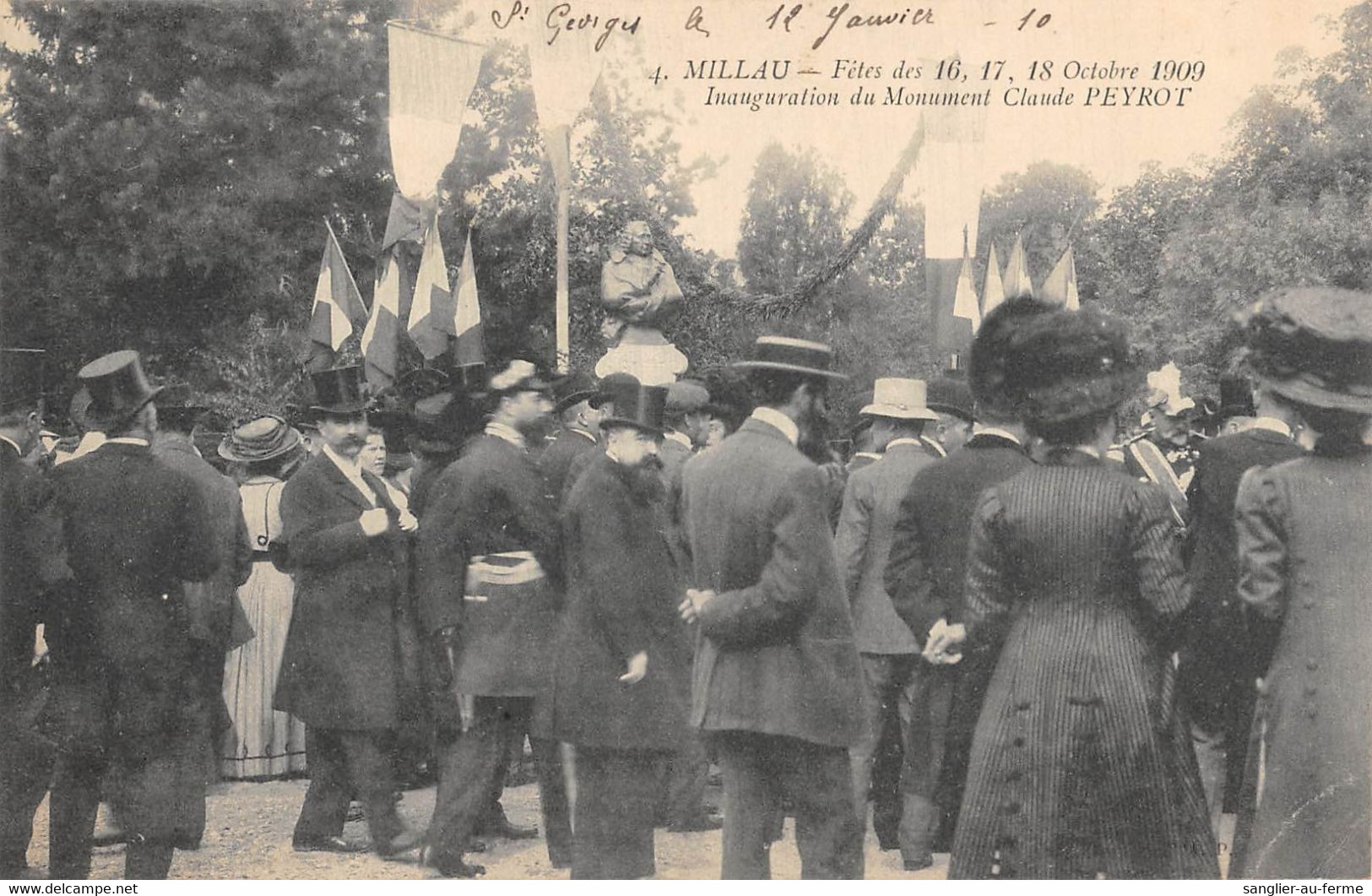 CPA 12 MILLAU FETES DES 16,17,18 OCTOBRE 1909 INAUGURATION DU MONUMENT CLAUDE PEYROT - Millau