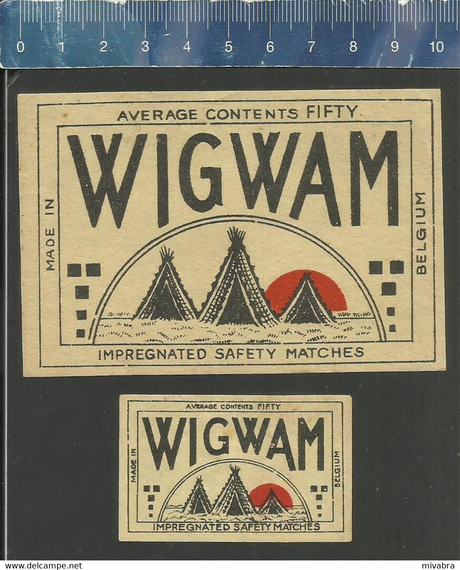 WIGWAM  - OLD Matchbox Labels BELGIUM - Scatole Di Fiammiferi - Etichette
