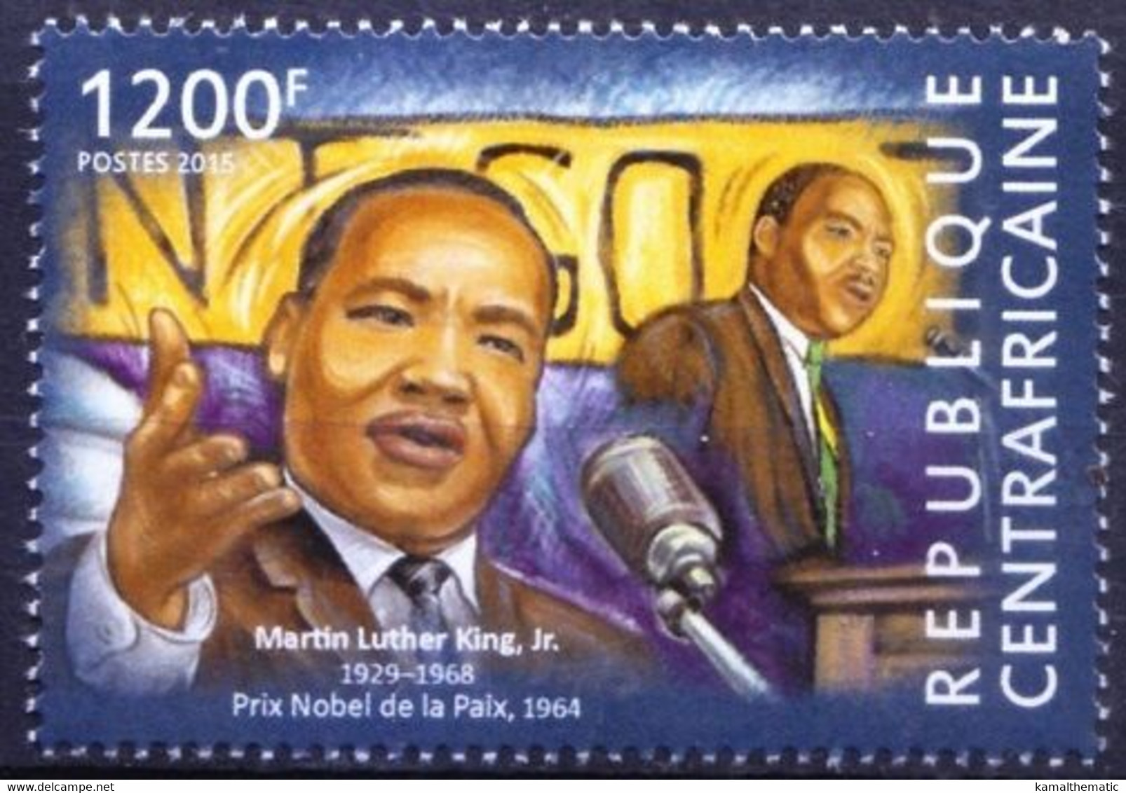 Central Africa 2015 MNH, Martin Luther King Jr. Nobel Peace Winner - Martin Luther King