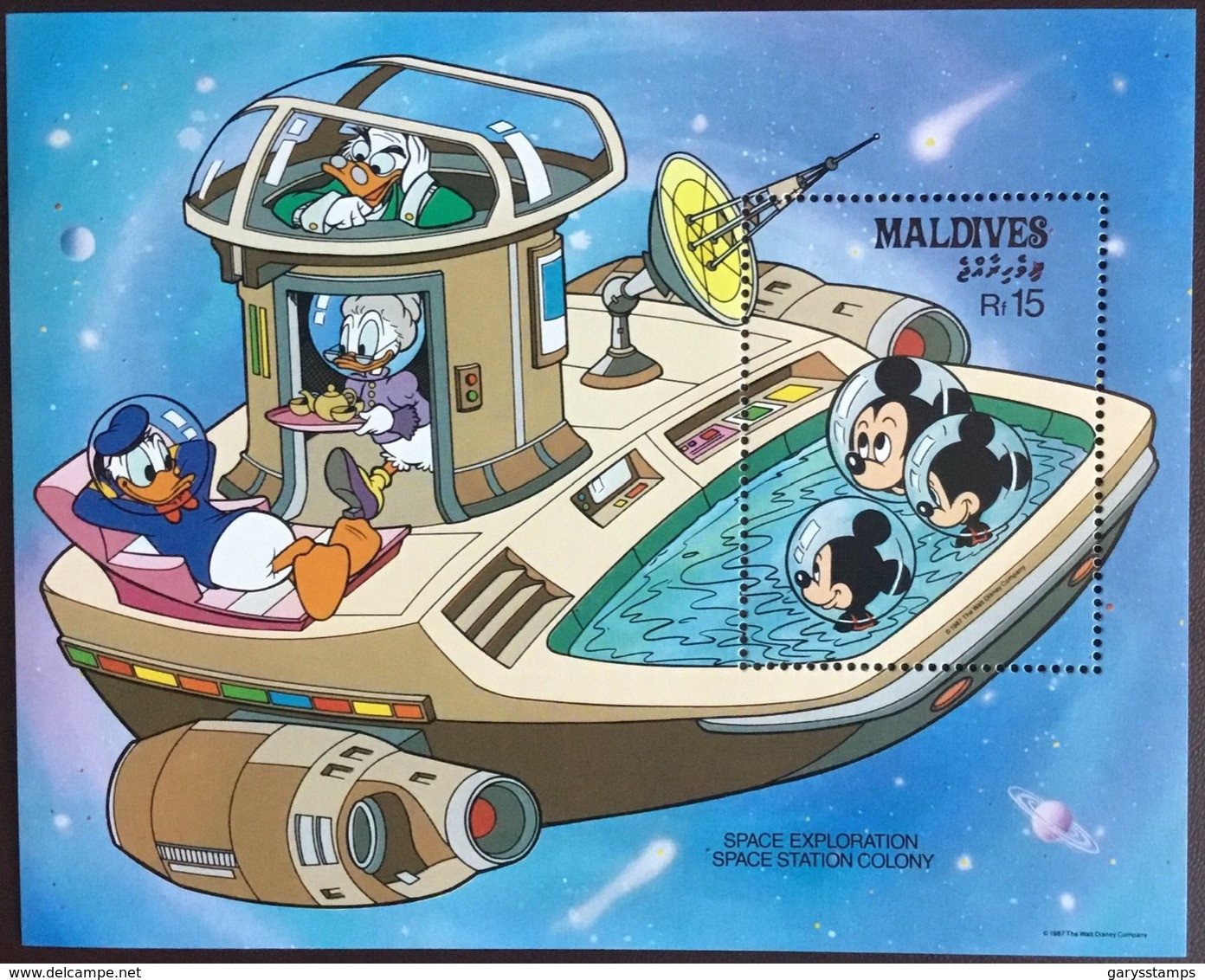 Maldives 1988 Disney Space Exploration Minisheet MNH - Malediven (1965-...)