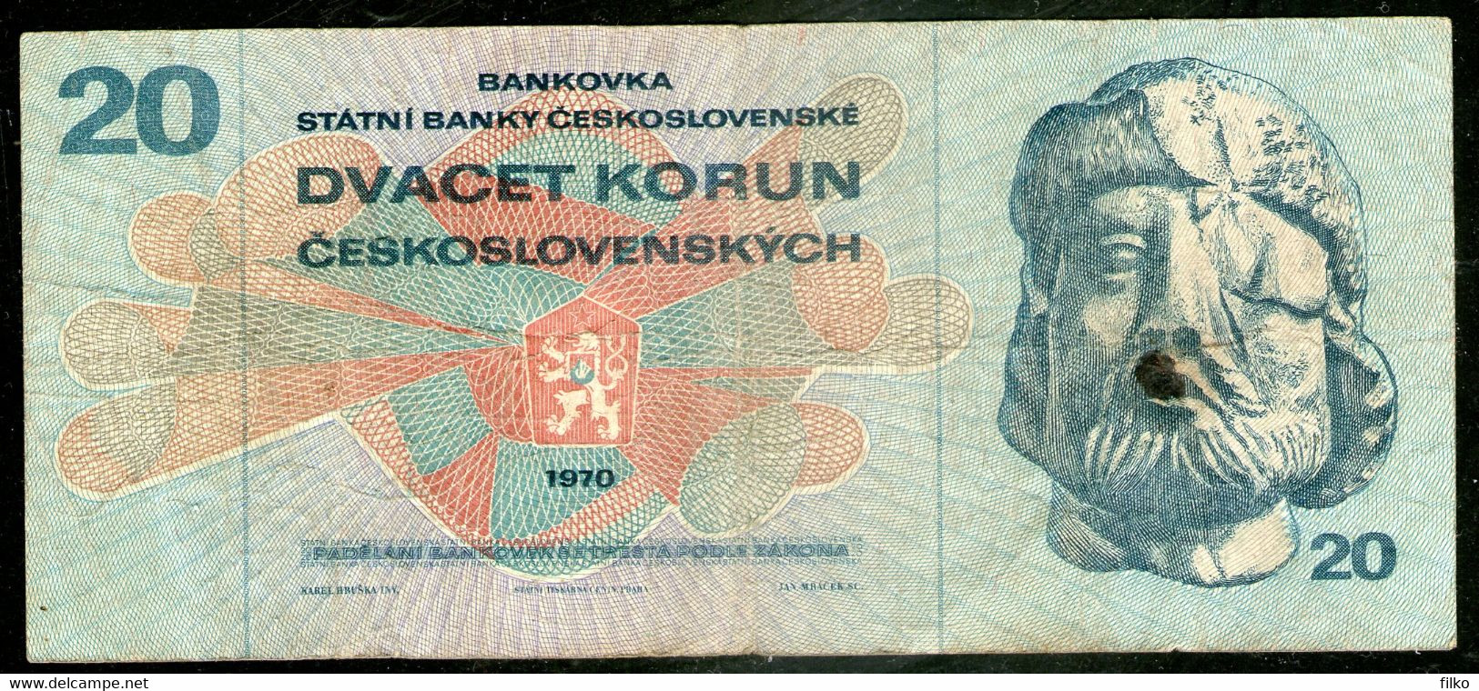 Czechoslovakia,20 Korun 1970,P.92b,as Scan - Tchécoslovaquie
