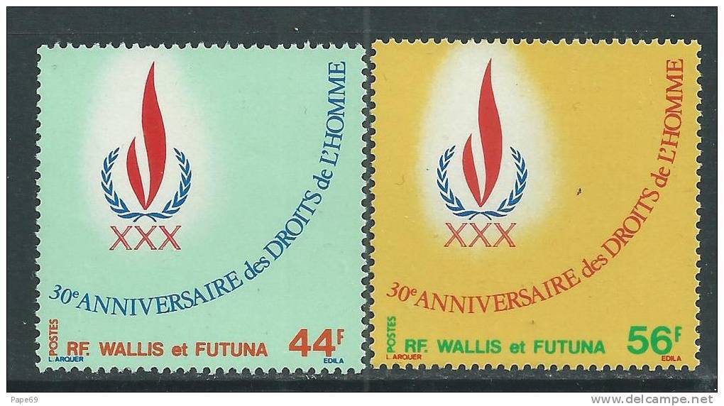 Wallis Et Futuna N° 224 / 25  XX  30ème Anniversaire Des Droits De L'Homme , Les 2 Valeurs Sans Charnière,  TB - Other & Unclassified