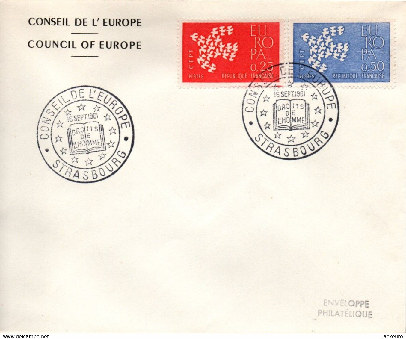 G104  Lettre FDC Des Timbres Europa 1961 Avec Cachet 1er Jour Du Conseil De L'Europe.  TB - European Community