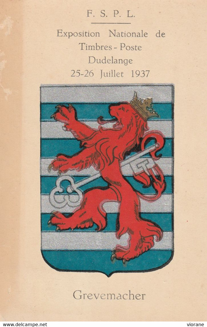 F.S.P.L. Exposition Nationale De Timbres-Poste 25-26 Juillet 1937 - Dudelange