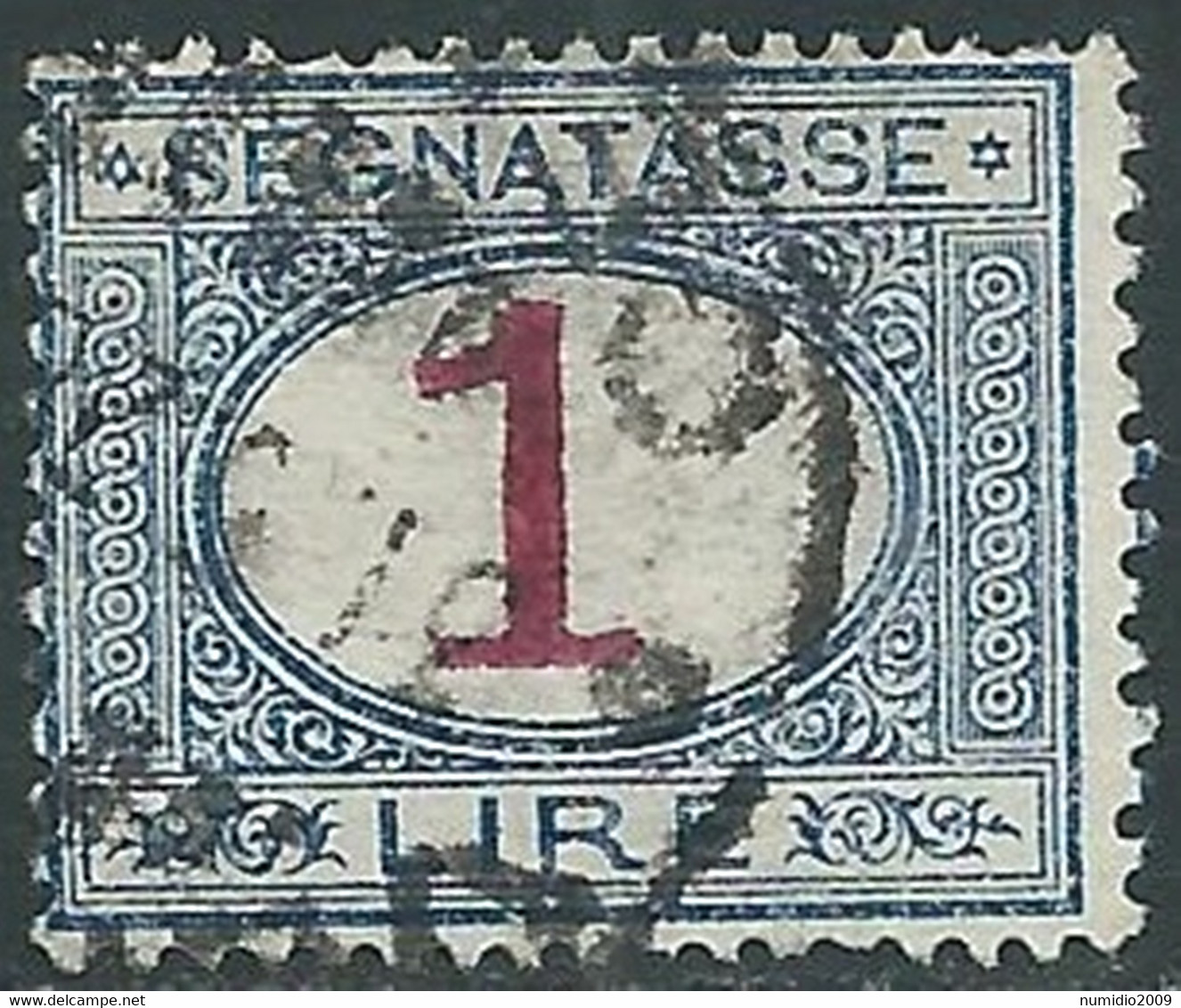 1890-94 REGNO SEGNATASSE USATO 1 LIRA - RE31-8 - Portomarken