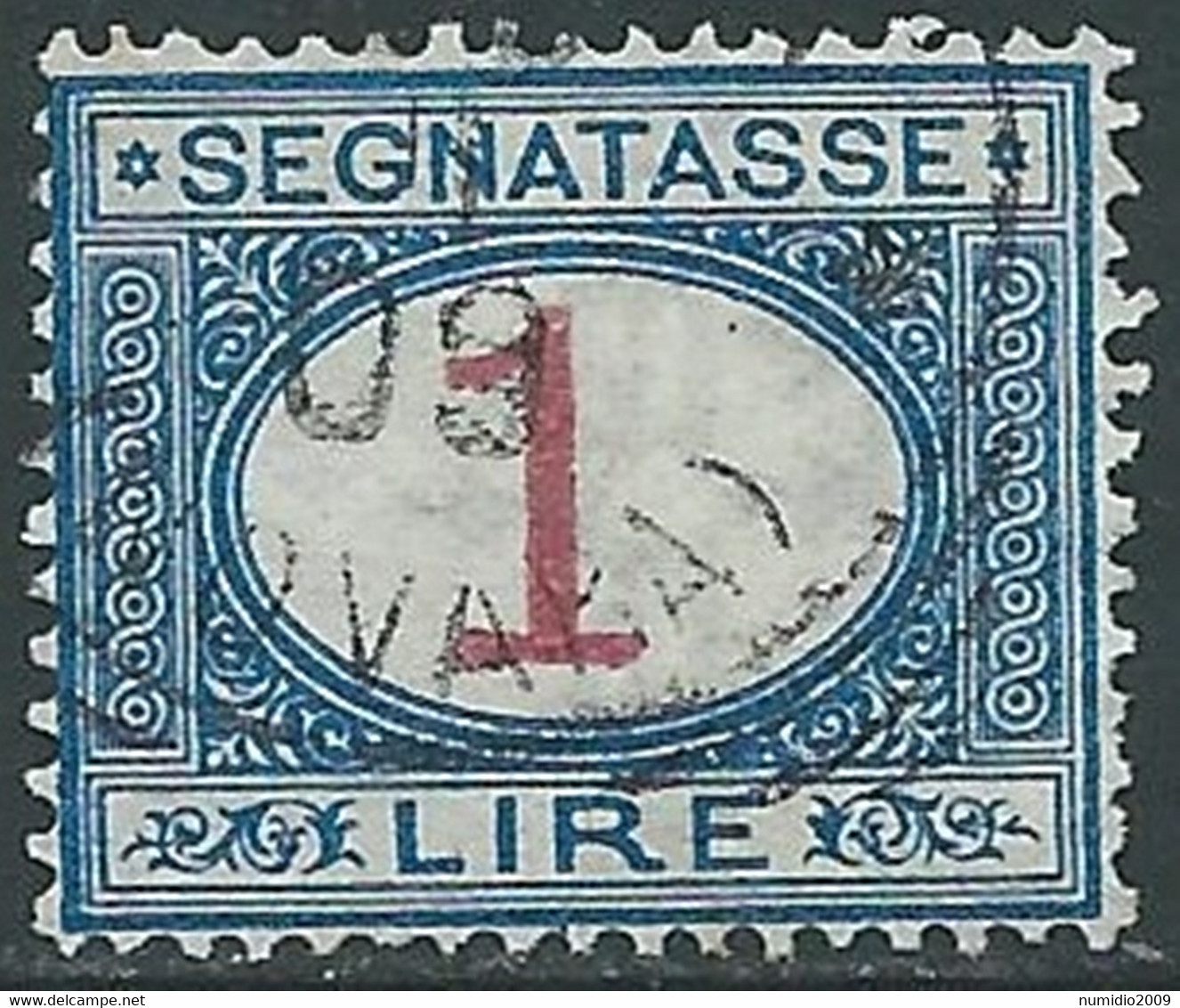 1890-94 REGNO SEGNATASSE USATO 1 LIRA - RE31-9 - Portomarken