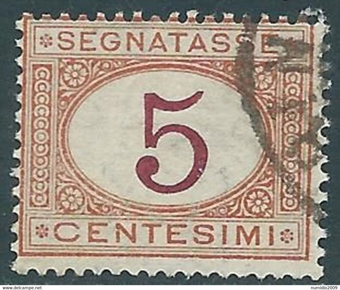 1890-94 REGNO SEGNATASSE USATO 5 CENT - RE31-6 - Portomarken