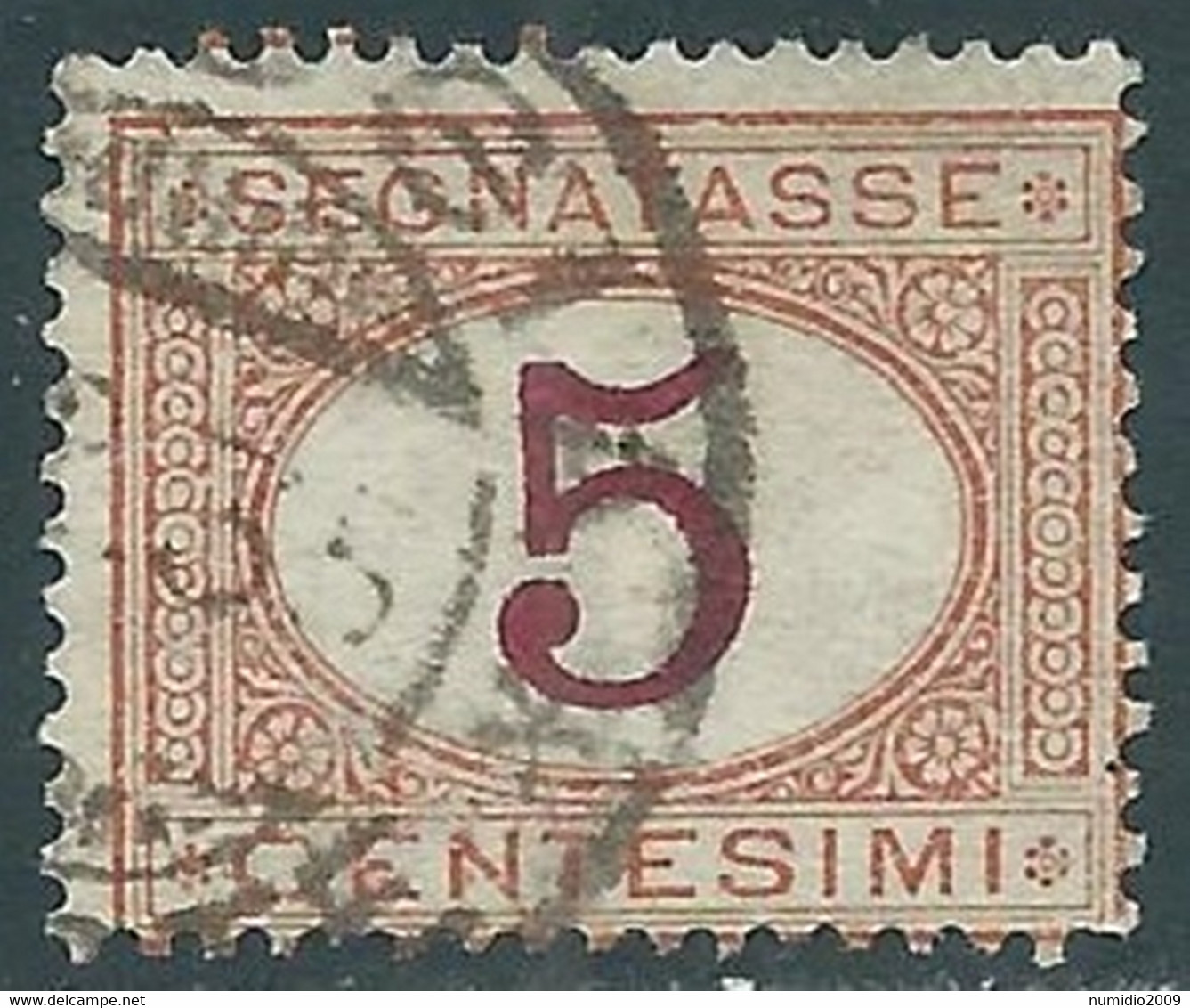1890-94 REGNO SEGNATASSE USATO 5 CENT - RE31-7 - Portomarken
