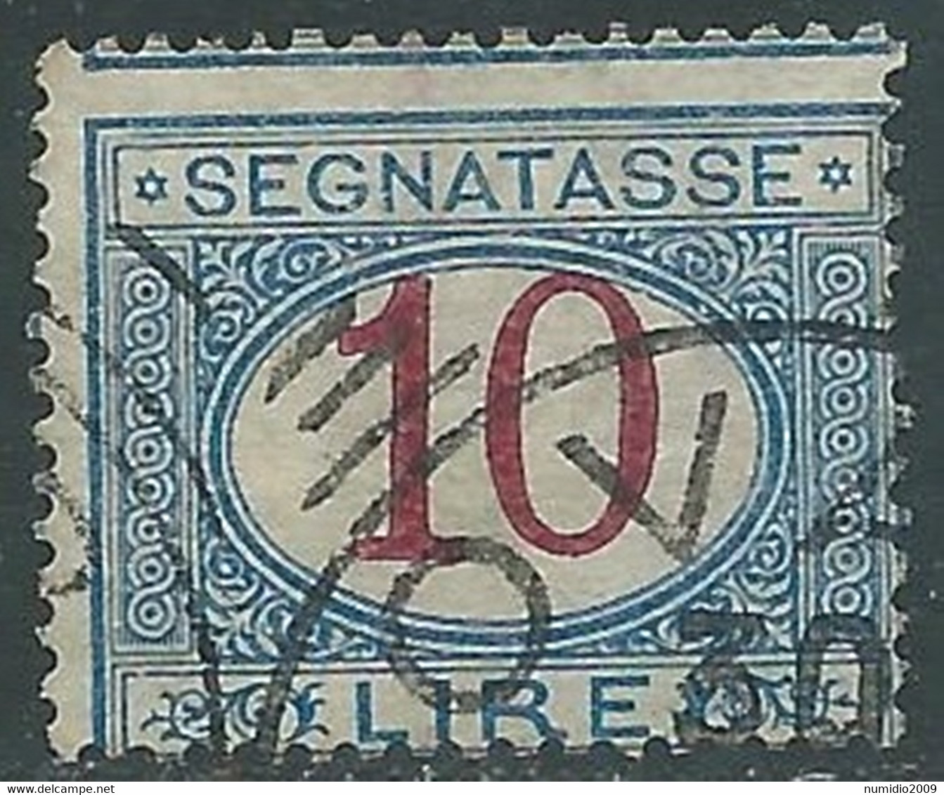 1890-94 REGNO SEGNATASSE USATO 10 LIRE - RE28-7 - Portomarken