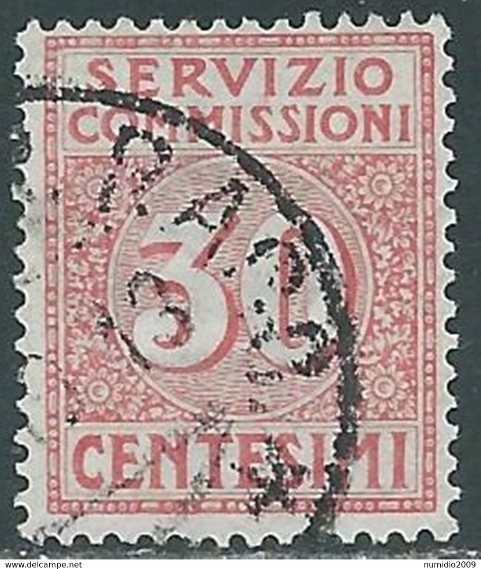 1913 REGNO SERVIZIO COMMISSIONI USATO 30 CENT - RE31-8 - Vaglia Postale