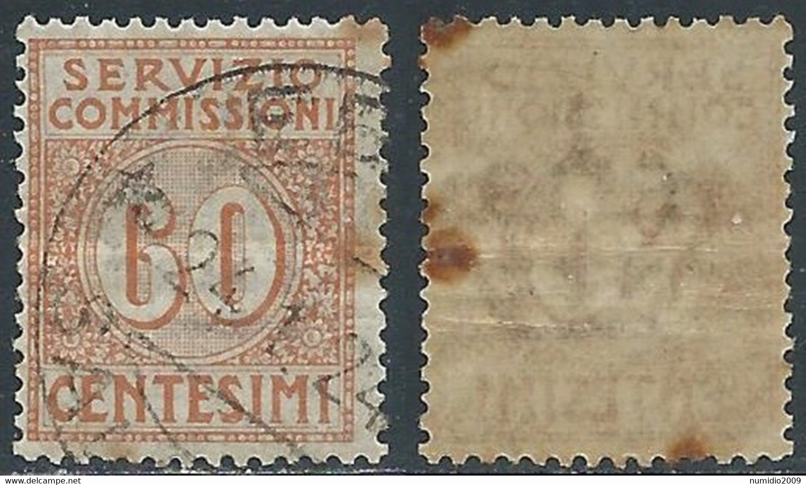 1913 REGNO SERVIZIO COMMISSIONI USATO 60 CENT - RE28-3 - Vaglia Postale