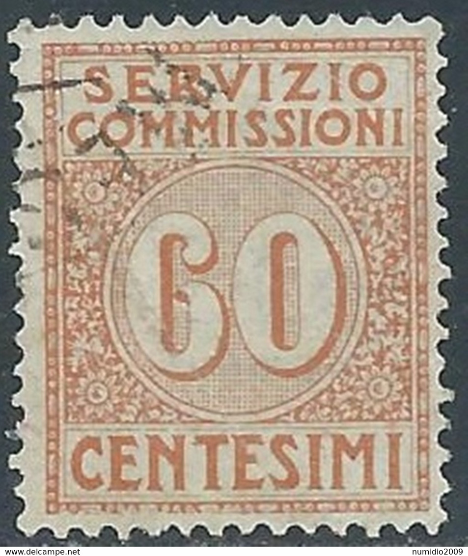 1913 REGNO SERVIZIO COMMISSIONI USATO 60 CENT - RE28-5 - Vaglia Postale