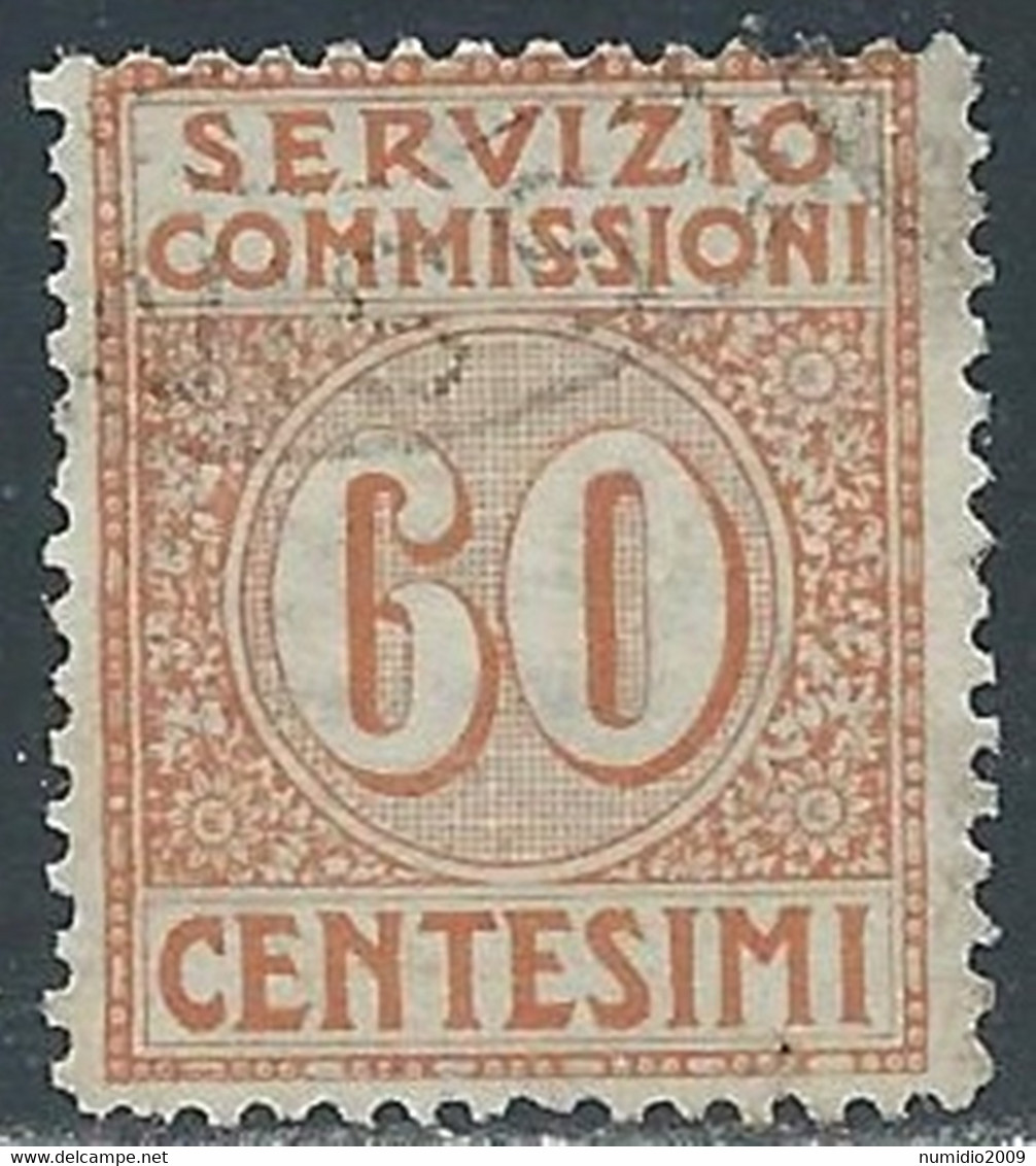 1913 REGNO SERVIZIO COMMISSIONI USATO 60 CENT - RE28-8 - Vaglia Postale