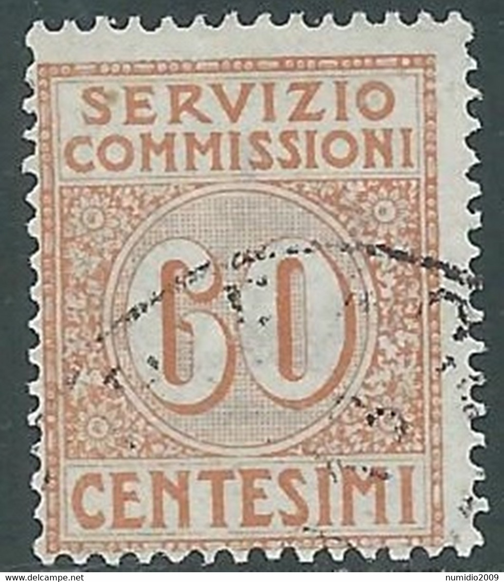 1913 REGNO SERVIZIO COMMISSIONI USATO 60 CENT - RE31-6 - Vaglia Postale