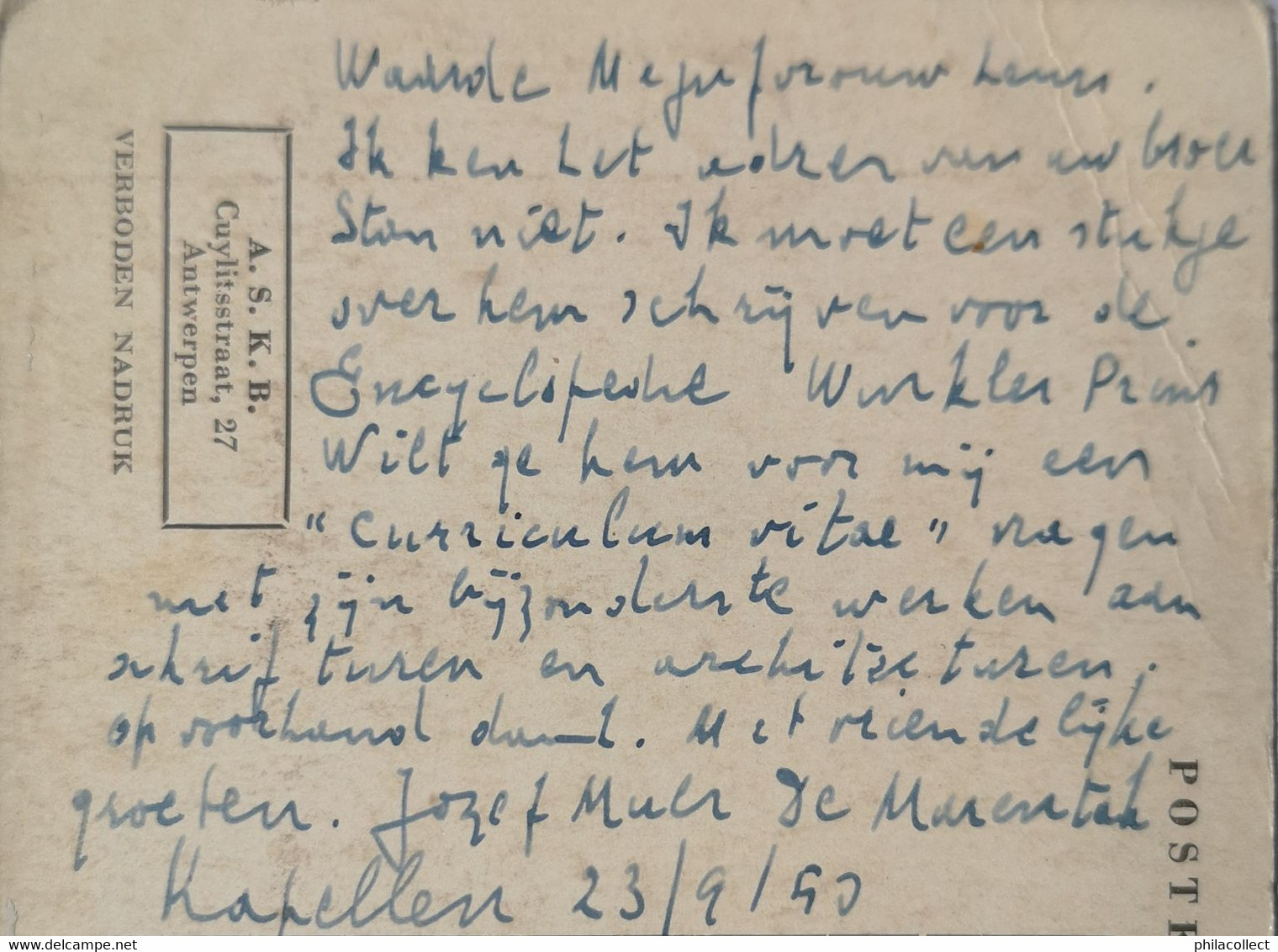 Antwerpen - Kapellen // Prof. Dr. Jozef Muls // Antwerpen 1882 - Kapellenbos // Beschreven Door DrJozef Muls Zelf! 19?? - Kapellen
