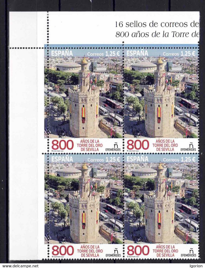 ESPAÑA 2021 ** MNH ED. 5491 EFEMERIDES. 800 AÑOS De La Torre DEL ORO DE SEVILLA BL.4 - Unused Stamps