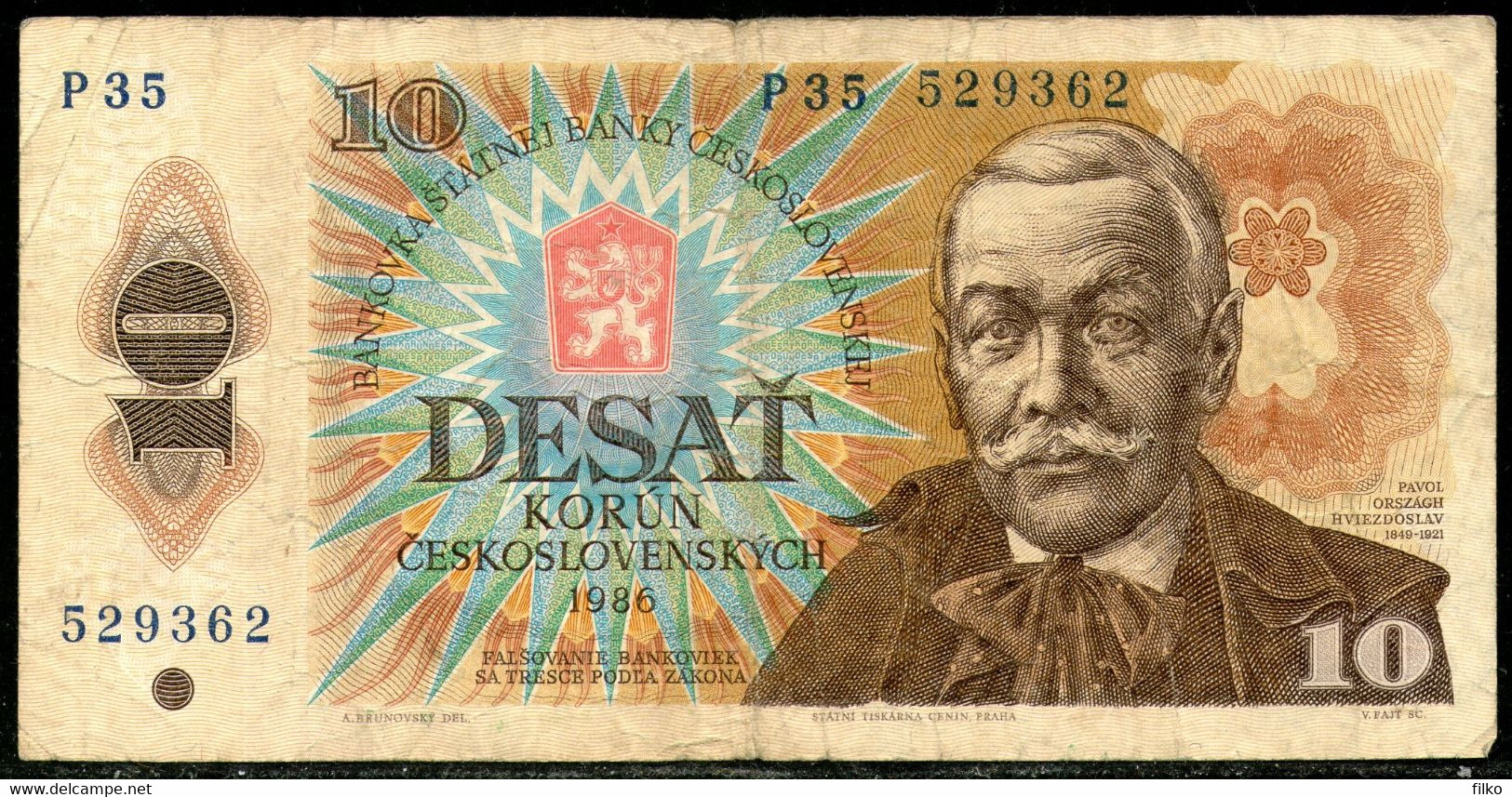 Czechoslovakia,10 Korun 1986,P.94b,as Scan - Czechoslovakia