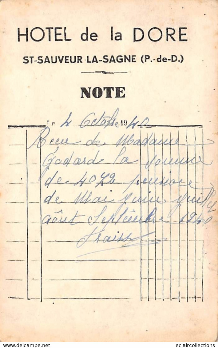 Saint-Sauveur-la-Sagne    63     Hôtel De La Dore . Passage à Niveau        (voir Scan) - Autres & Non Classés