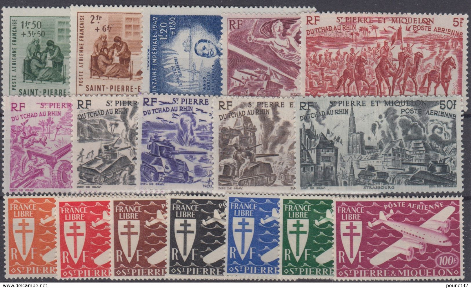 SAINT PIERRE & MIQUELON : POSTE AERIENNE N° 1/14 NEUFS * GOMME AVEC CHARNIERE - Used Stamps