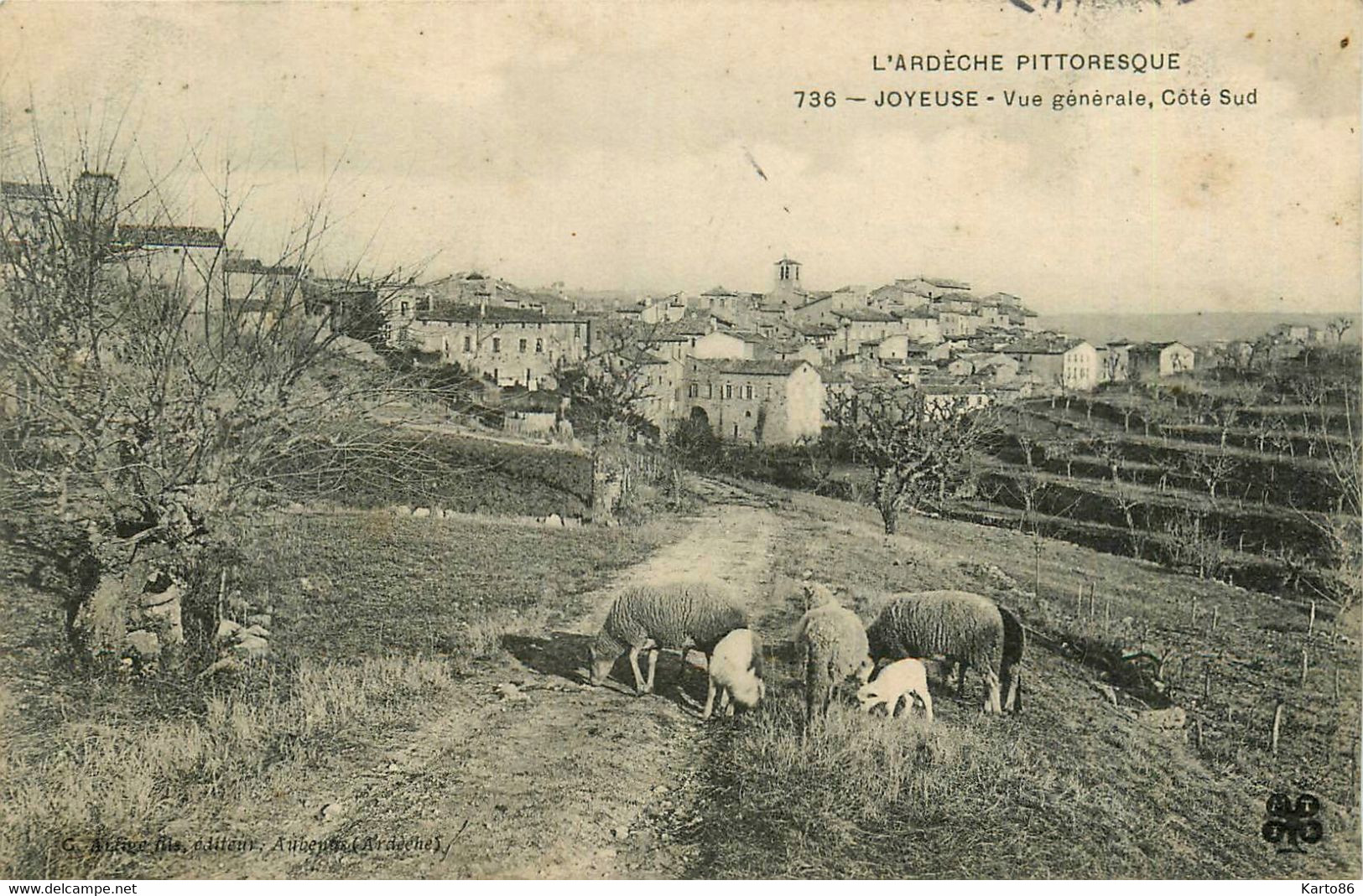 Joyeuse *  Vue Générale Du Village , Côté Sud * Chemin Route - Joyeuse