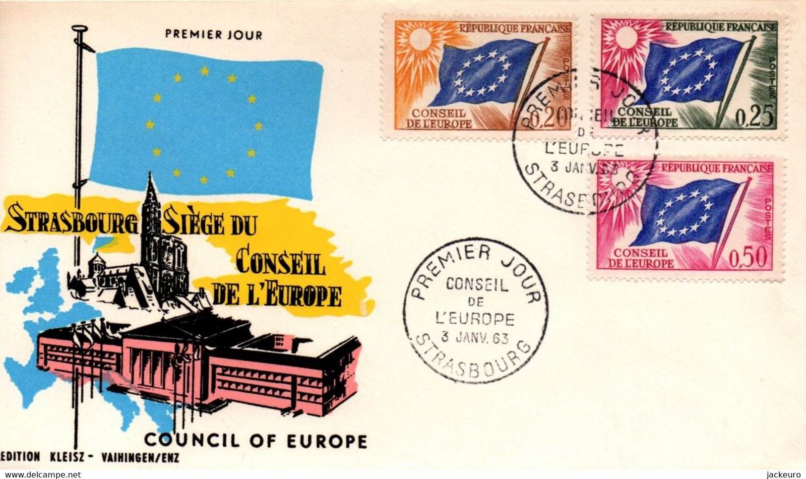 G116   Lettre FDC Des Timbres 1963 Du Conseil De L'Europe. - European Community
