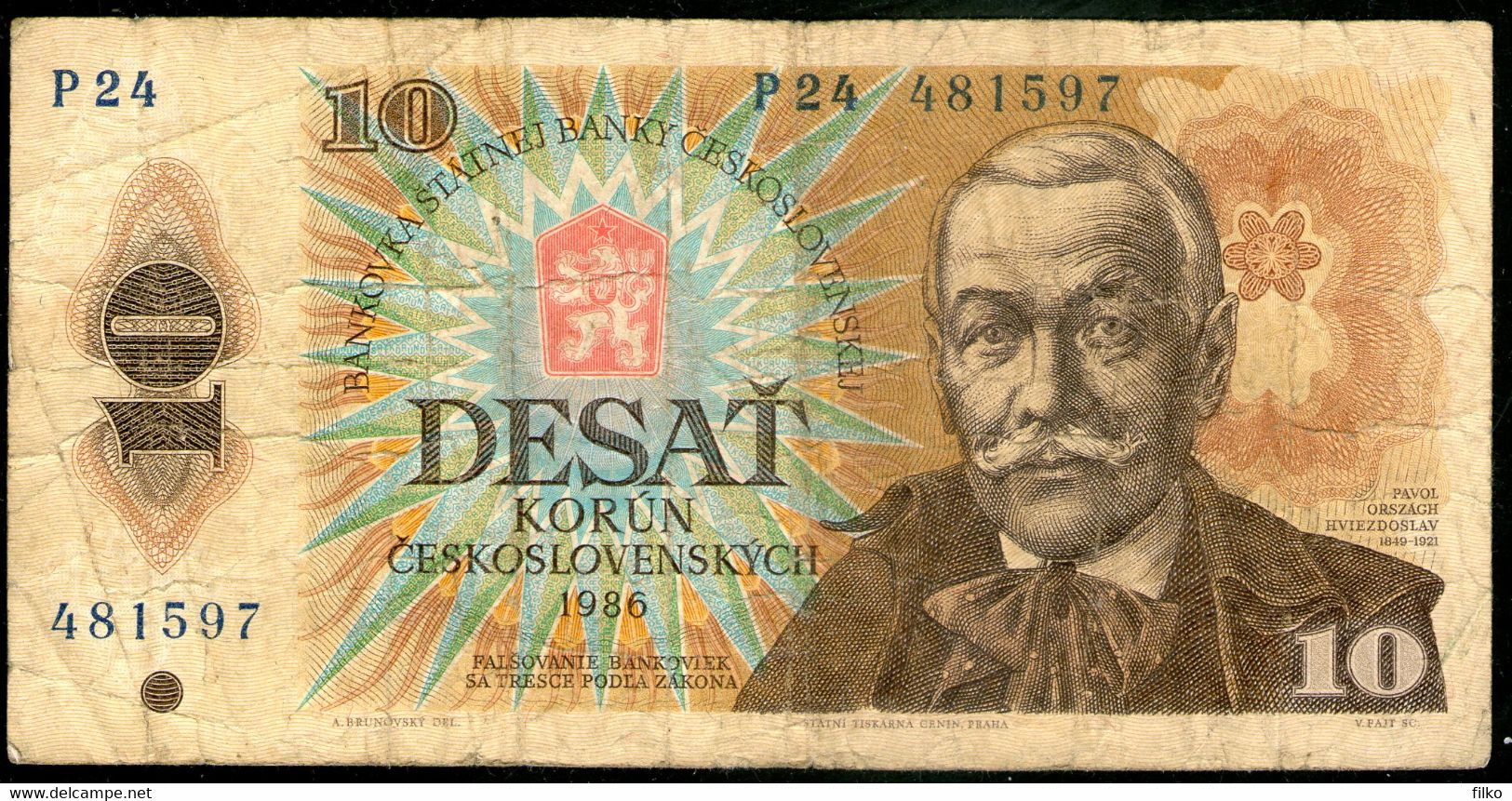 Czechoslovakia,10 Korun 1986,P.94b,as Scan - Tschechoslowakei