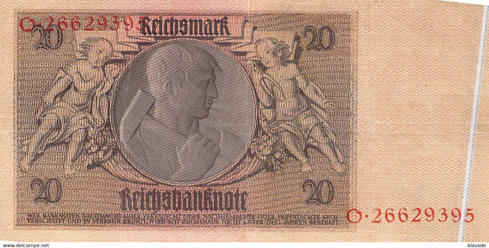 20 Reichsmark Reichsbanknote Berlin, 22.Januar 1929 Ro.174a - 20 Reichsmark