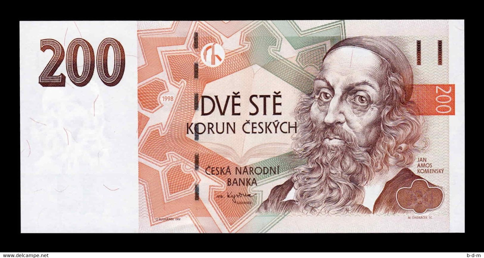 República Checa Czech Republic 200 Korun 1998 Pick 19d Serie F SC UNC - República Checa