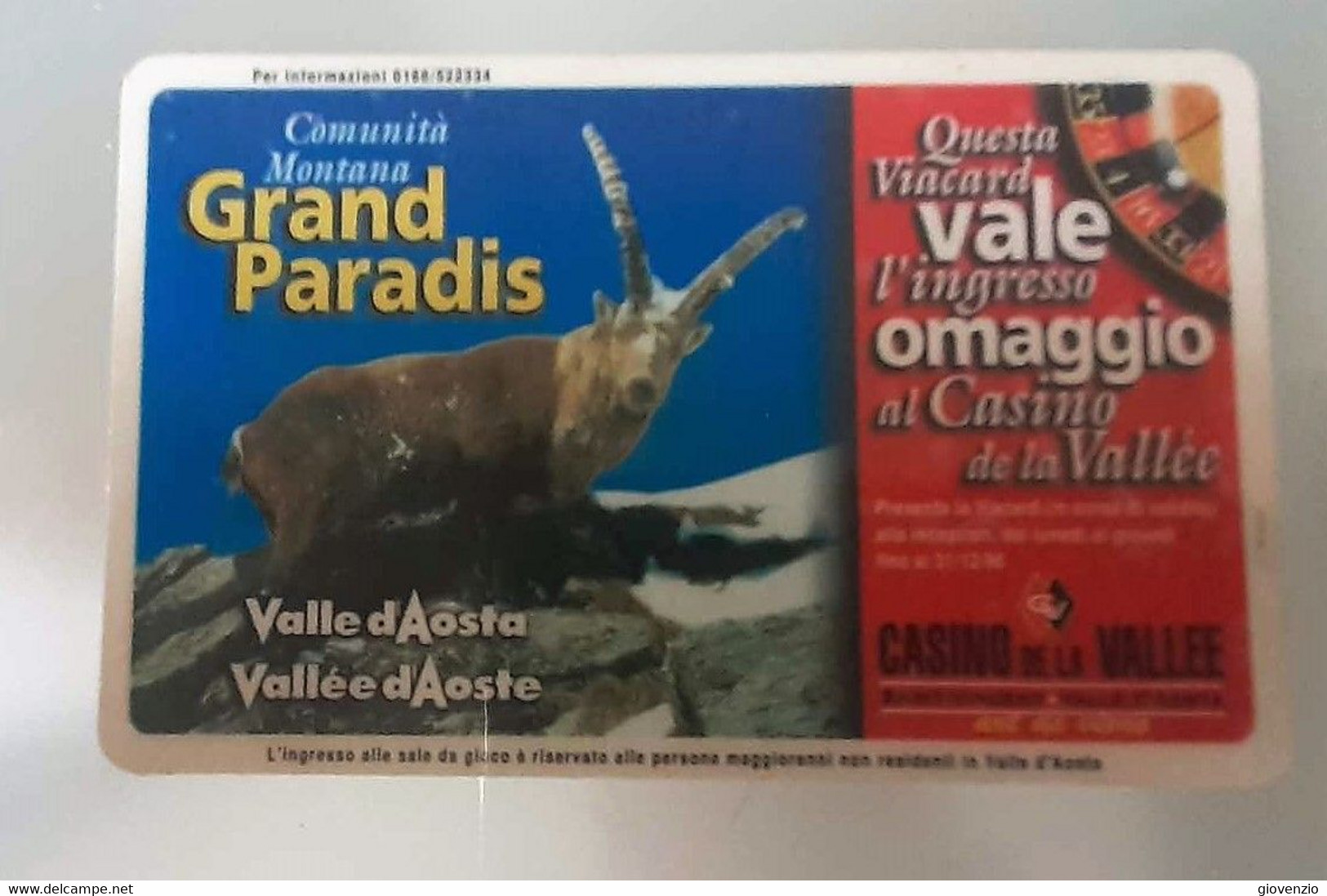 VIACARD - BUONO INGRESSO CASINO DE LA VALLEE - GRAND PARADIS - Casino Cards